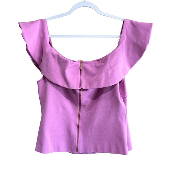 NWOT Ted Baker Pink Ruffle Off The Shoulder Top Women’s Blouse Size 5 US 10 /12 - Picture 4 of 12